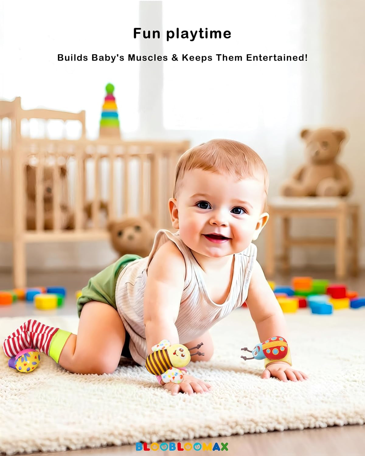 Baby Wrist Rattle Socks Toy 0-36 Months Shower Gift Newborn Essentials | Infant Wristband Hand & Ankle Rattles | Sensory Toys for 0-3 Years Newborn Boys & Girls as Shower Present Basket Stuffer