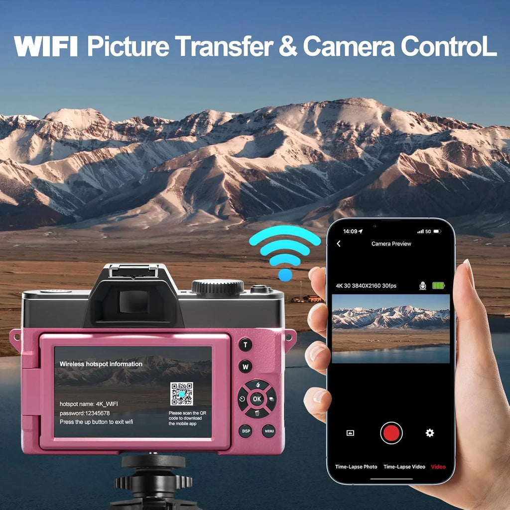 4K Digital Cameras for Photography,48 MP Autofocus Vlogging Camera with 52Mm Wide Angle & Macro Lens