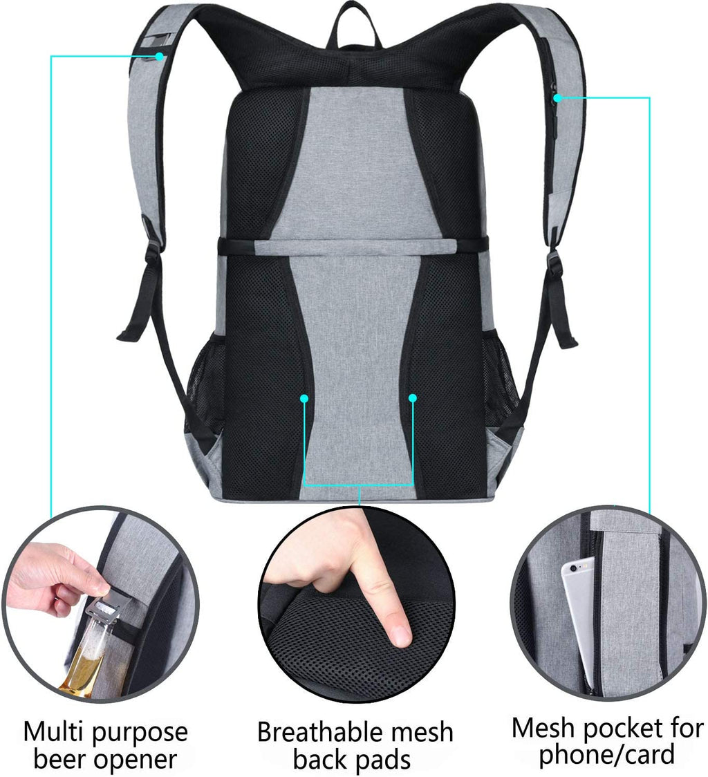 Backpack Cooler Leakproof Insulated Waterproof Backpack Cooler Bag, Lightweight Soft Beach Cooler Backpack for Men Women to Work Lunch Picnics Camping Hiking, 30 Cans