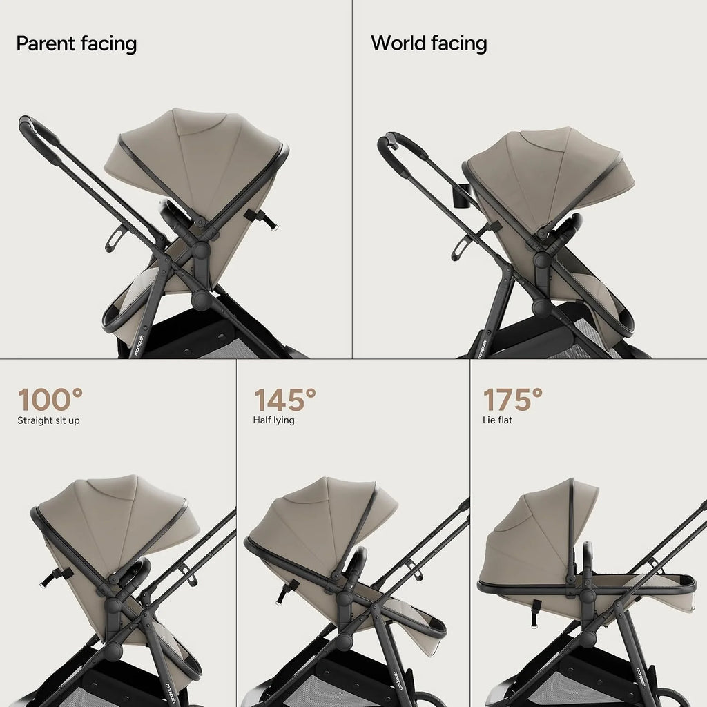 Wiz 2-In-1 Baby Stroller with Bassinet Mode, Reversible Seat and Large Canopy, Khaki, 22.3LB, Unisex