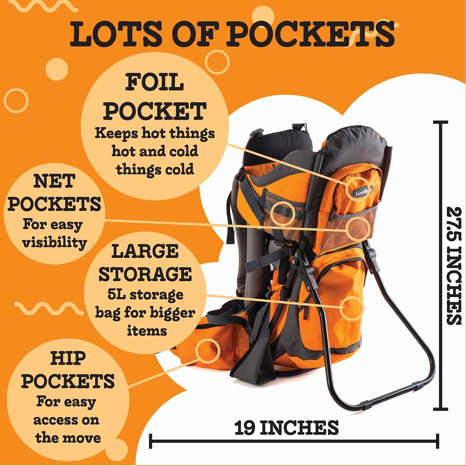 Hiking Baby Carrier Backpack - Comfortable Toddler/Baby Backpack Carrier System with Diaper Change Pad, Insulated Pocket + Rain and Sun Hood to Protect Your Child