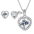 Heart Jewelry Sets Women Diamond April Birthstone Jewelry Set Necklace Earrings 925 Sterling Silver Fine Jewelry Valentines Birthday Mother'S Day Gift for Her